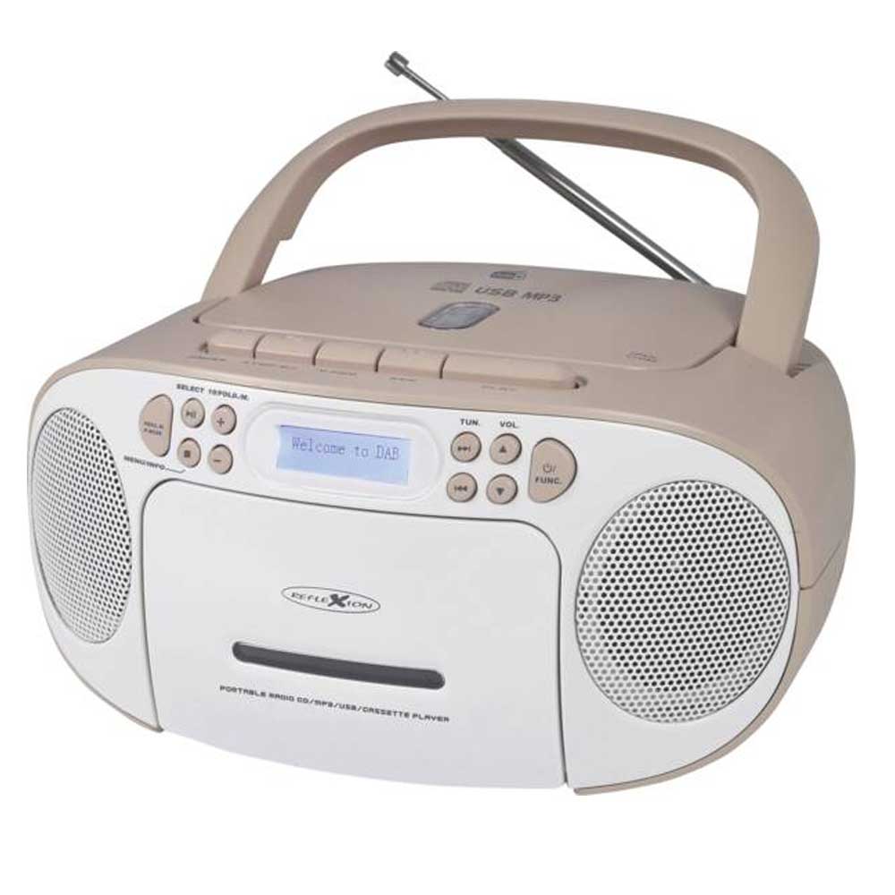 Reflexion RCR2260DAB/PK, Tragbares CD/MP3-Cassetten-USB-DAB+-Stereo Radio pink