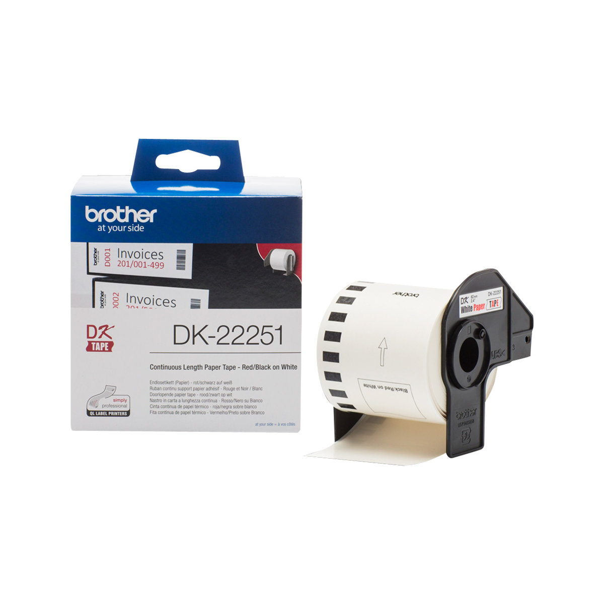 Brother DK22251 schwarz/rot auf Weiß Etiketten