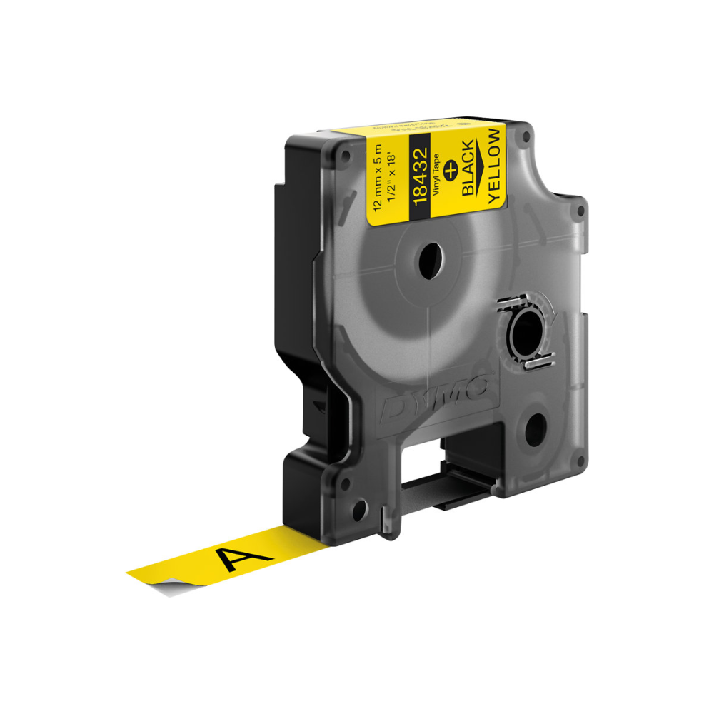 Dymo 18432 RhinoPRO Vinyl permanenter Klebstoff schwarz/gelb