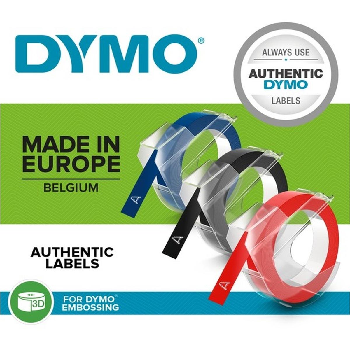 Dymo S0847750 Prägeband 9mm schwarz blau rot 3D 3m