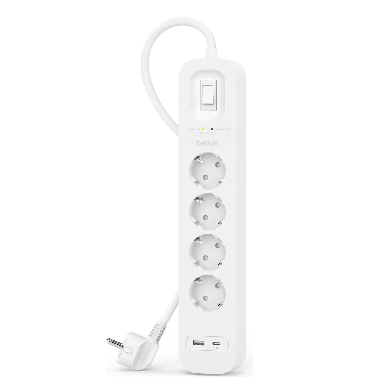 Belkin 4-Fach Steckdosenleiste mit Überspannungsschutz 525 Joule Wandmontage