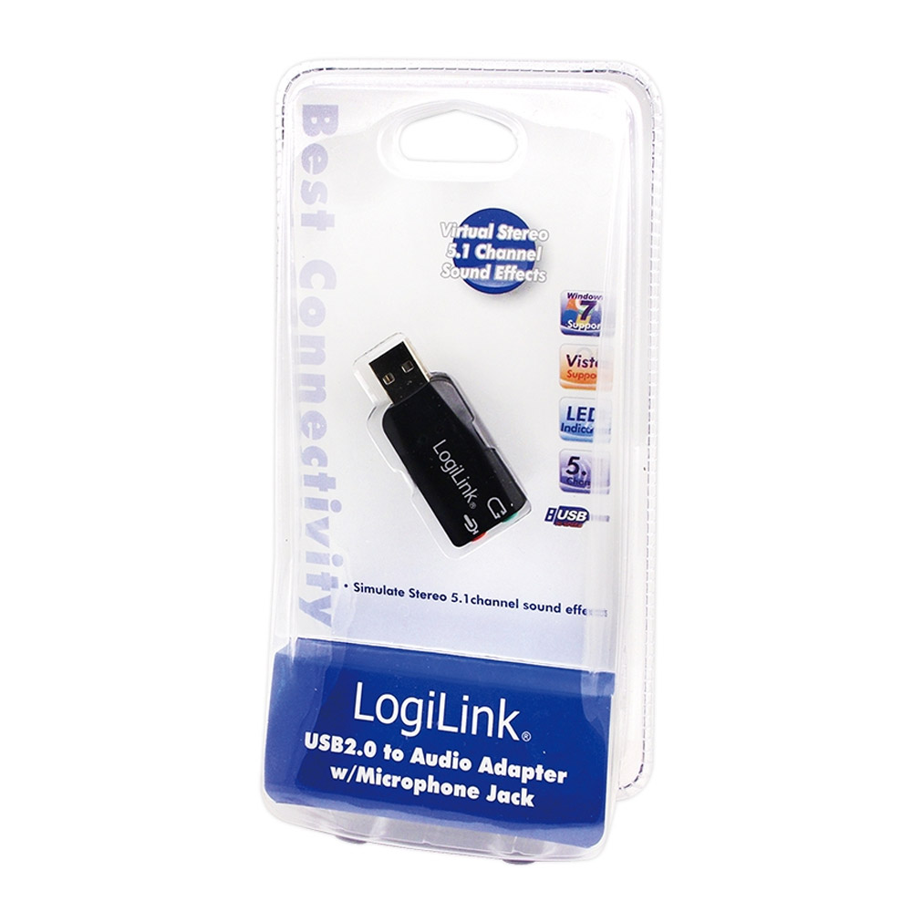 LogiLink USB Soundkarte mit Virtual 3D Soundeffekt schwarz