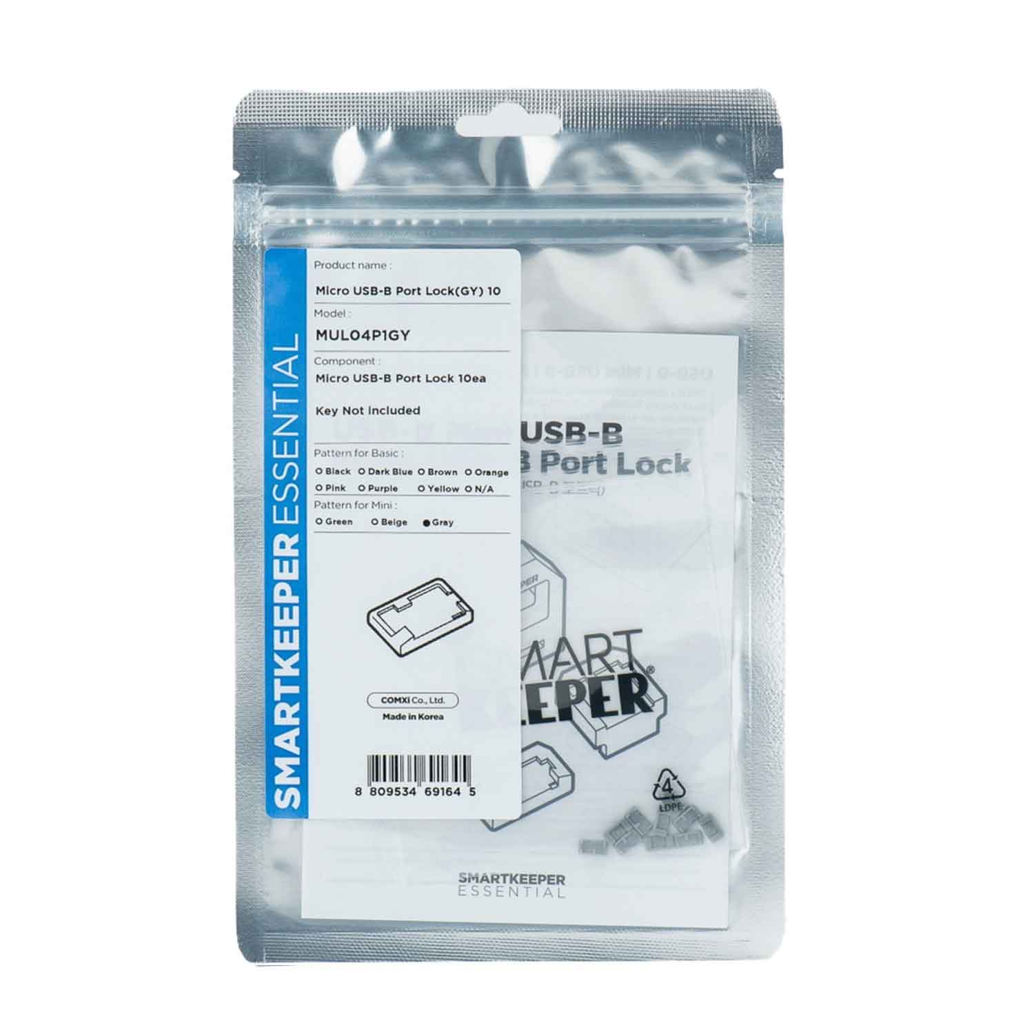 SmartKeeper MUL04P1GY Micro USB B-Port Blocker 10 Stück grau