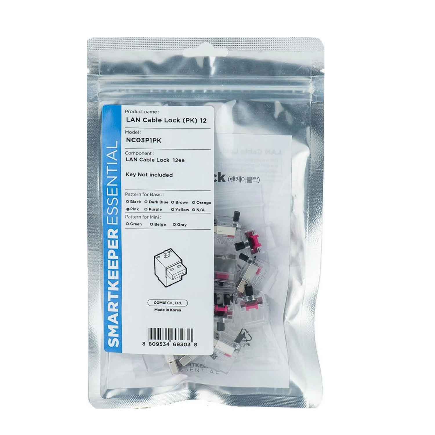 SmartKeeper NC03P1PK LAN Kabelschloss 12 Stück pink