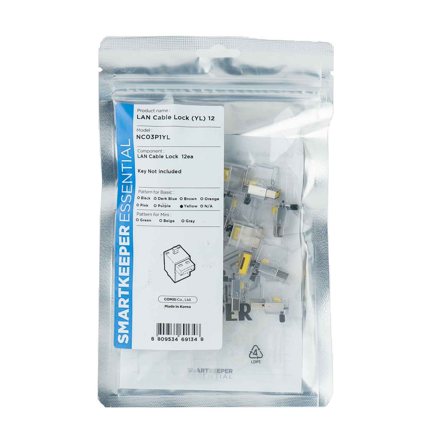 SmartKeeper NC03P1YL LAN Kabelschloss 12 Stück gelb