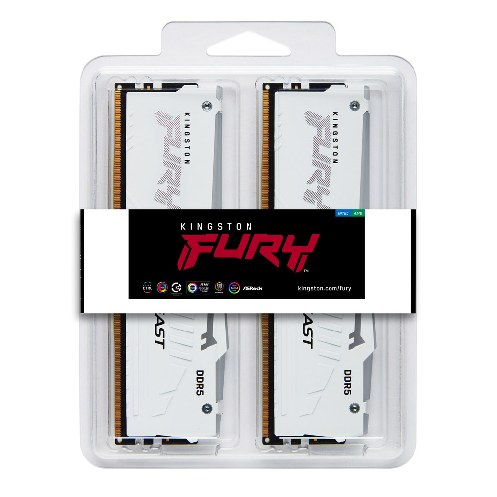 Kingston FURY Beast RGB 64GB Kit DDR5-6000 CL30 Arbeitsspeicher weiß