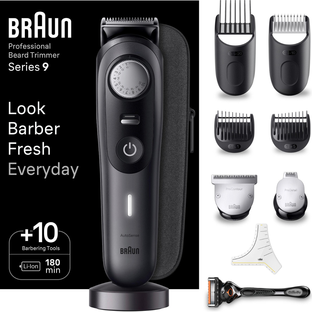 Braun Barttrimmer Serie 9 BT9421 Herrenrasierer Bartschneider schwarz Titan