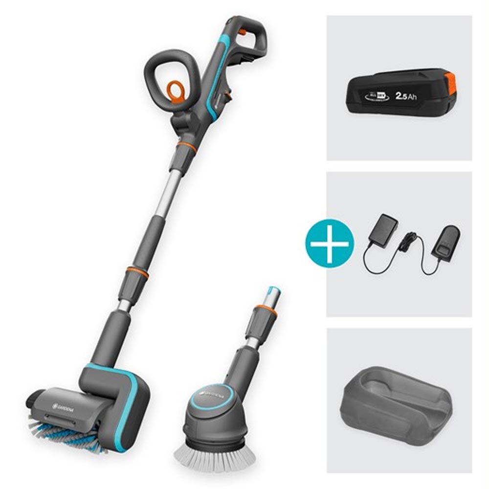 GARDENA 14842-20 Akku-Multi-Reiniger AquaBrush Universal 04/18V P4A Ready-To-Use Set
