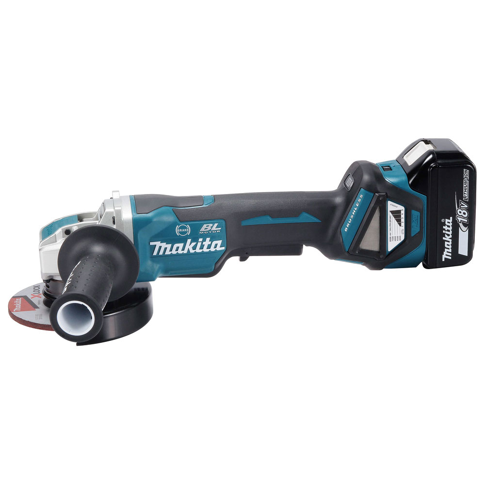 Makita DGA519RTJ Akku-Winkelschleifer 18V (mit 2 Akkus 5,0Ah, mit Ladegerät)