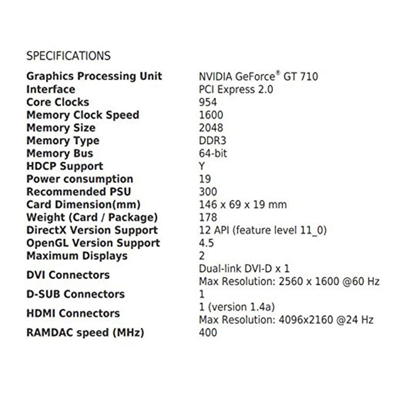 MSI GeForce GT 710 2048MB DDR3 Grafikkarte