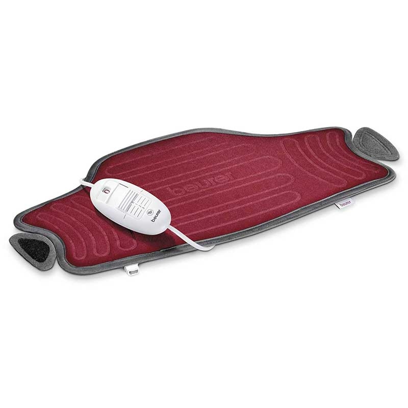 Beurer HK 55 Easyfix Multifunktions-Heizkissen, 59 x 30 cm, 100 Watt, rot/grau