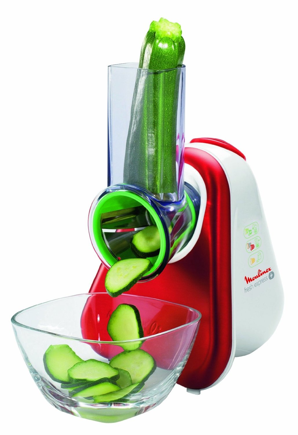 Moulinex DJ756G Fresh Express Plus / Elektrisches Schnitzelwerk (Zerkleinerer) / 5 Trommelaufsätze / 200 Watt