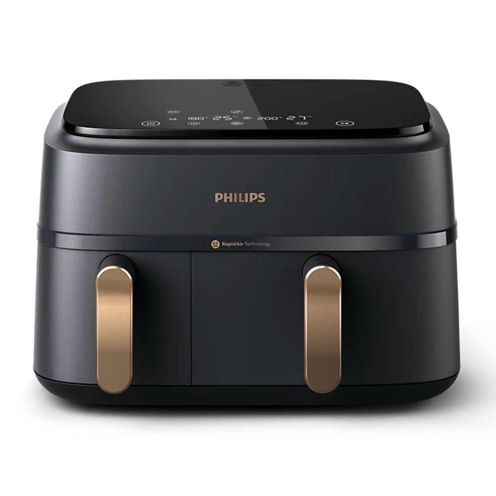Philips 3000 Series NA352/00 Airfryer Dual Basket Heißluftfritteuse schwarz/kupfer