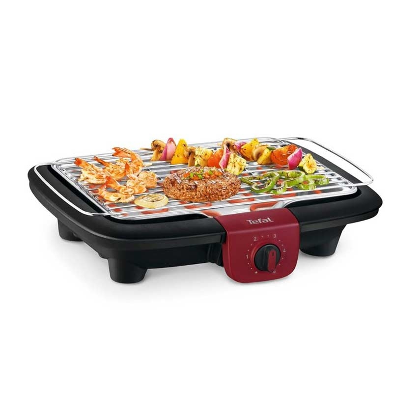 Tefal BG90E5 Easygrill Adjust Elektro-Tischgrill schwarz/burgunderrot