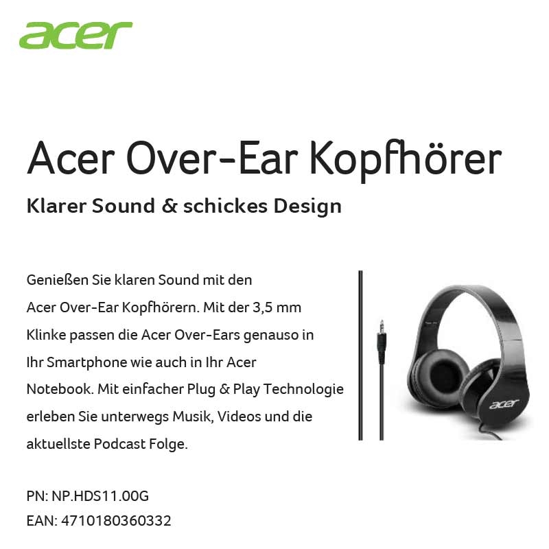 Acer Over-Ear Headphones schwarz