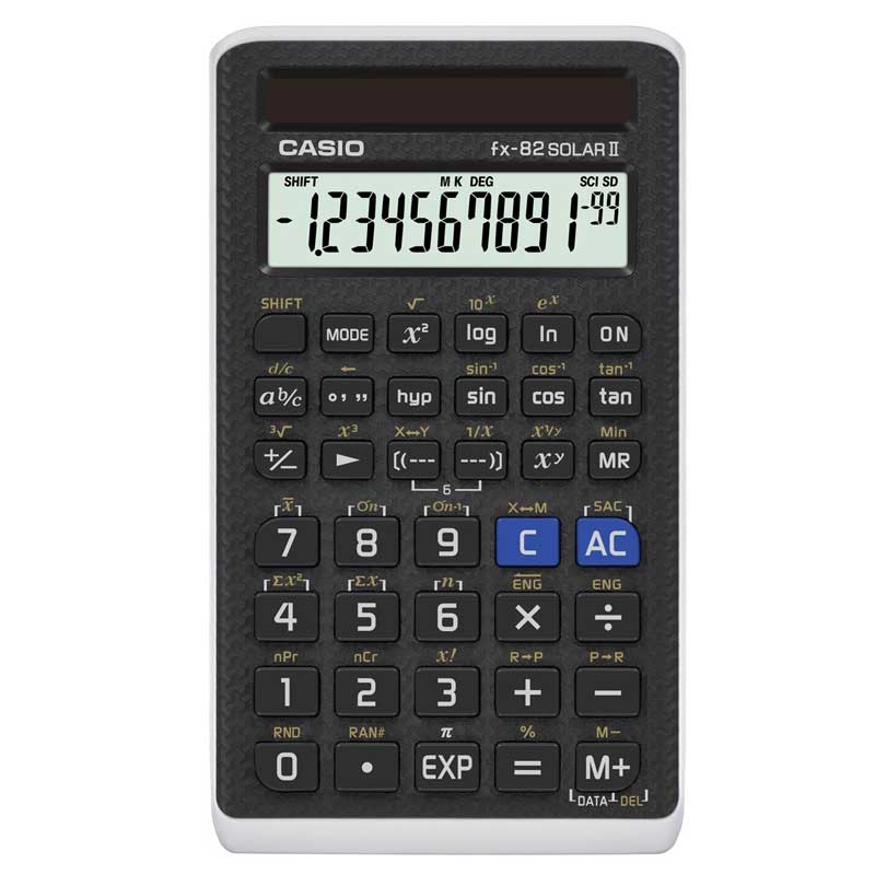 Casio FX-82Solar II Wissenschaftlicher Taschenrechner 144 Funktionen - Schwarz