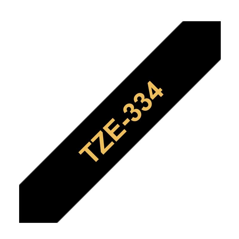 Brother TZe-334 Schriftband P-touch gold auf schwarz 12mm