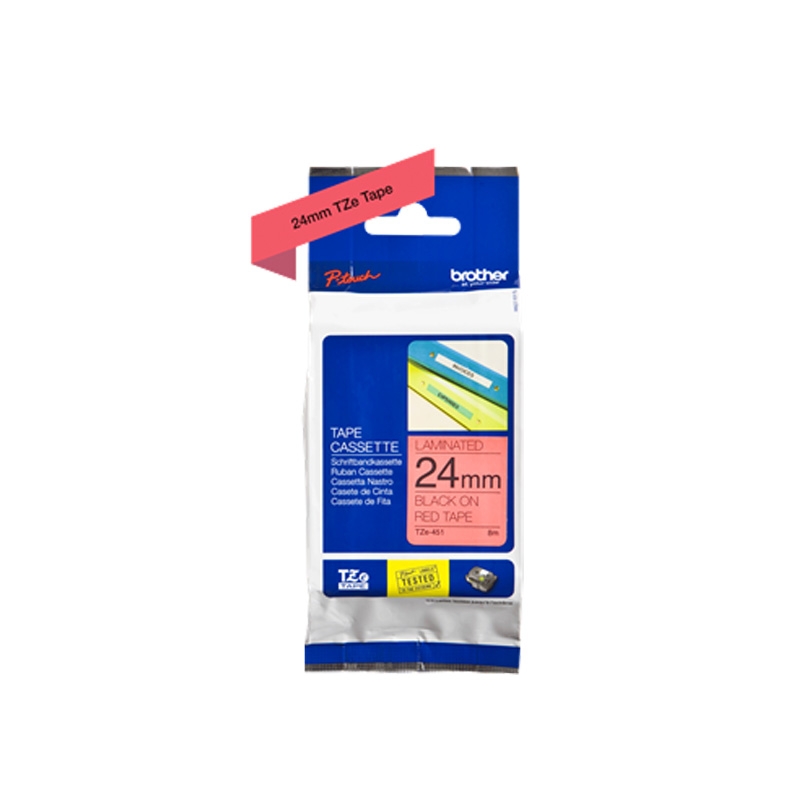 Brother TZE-451 P-Touch Schriftband schwarz auf rot 24mm