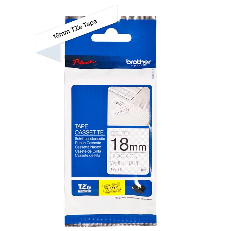 Brother TZE-SE4 P-Touch schwarz auf security weiss 18mm